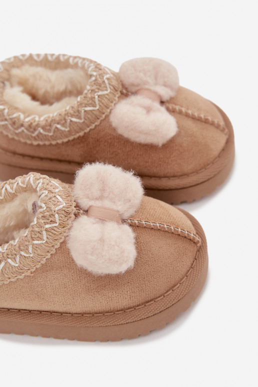 Kinder-Schneestiefel mit Stickerei und Schleife in sandfarben Daven