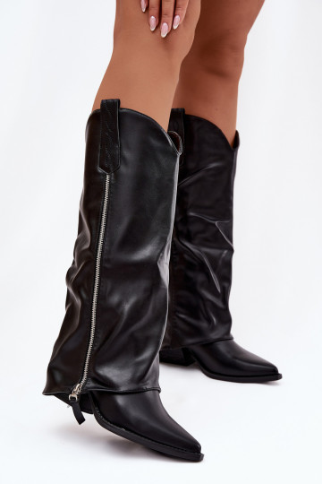 bottes style coÀ-boy avec des talons en cuir écologique couleur noire Palira