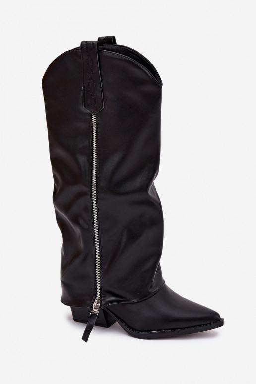 bottes style coÀ-boy avec des talons en cuir écologique couleur noire Palira