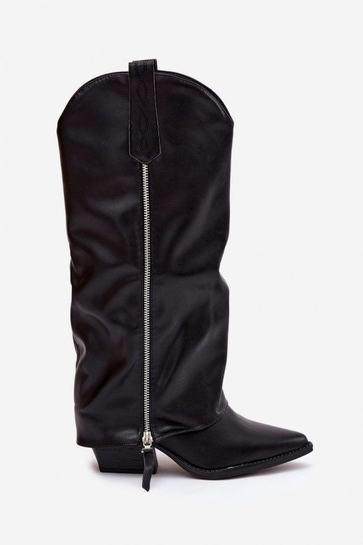 bottes style coÀ-boy avec des talons en cuir écologique couleur noire Palira