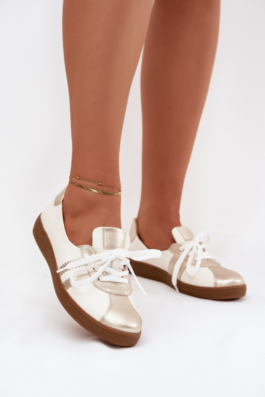 Peau chaussures Féminin Typu Barefoot Zazoo N1341 Blanc-couleur dorée