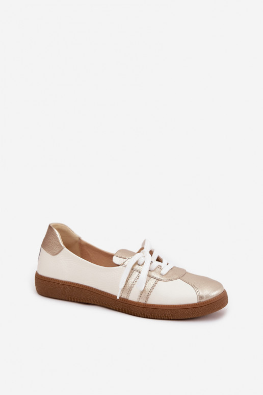 Peau chaussures Féminin Typu Barefoot Zazoo N1341 Blanc-couleur dorée