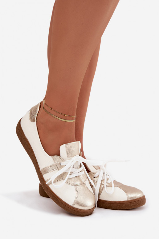 Haut Schuhe Feminin Typu Barefoot Zazoo N1341 INeiß-goldene Farbe