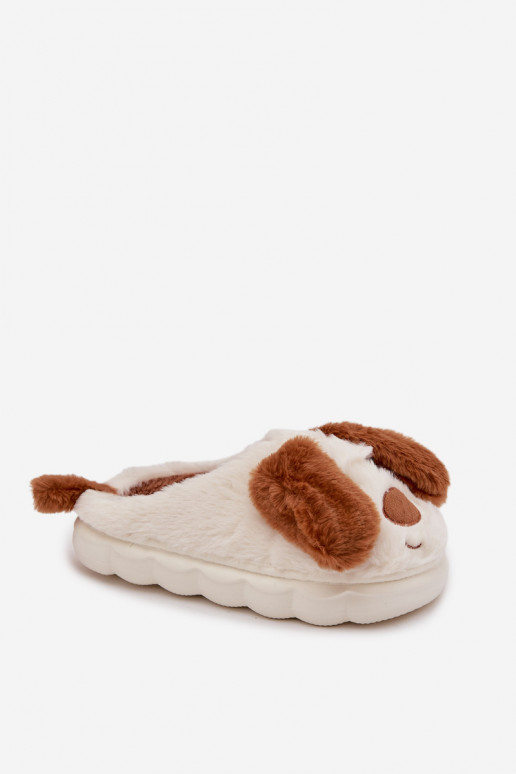 met bont Slippers Dames Puppys bruine kleur Faylen