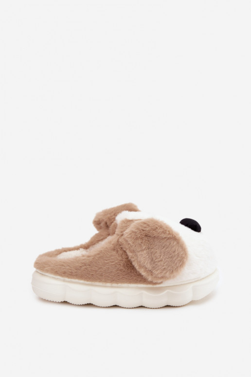 met bont Slippers Dames Puppys beige Faylen