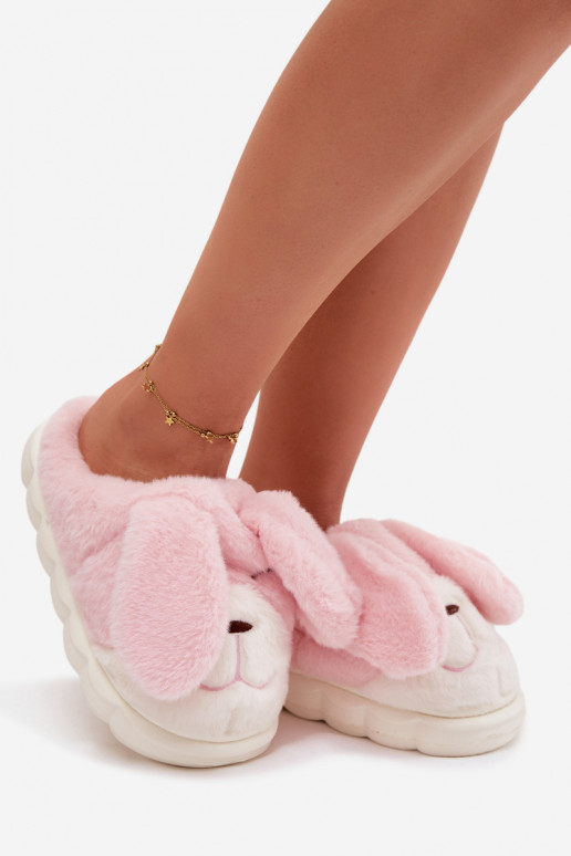 met bont Slippers Dames Konijntjes roze Faylen