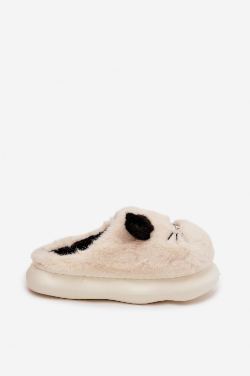 met bont Slippers Dames Smile beige Lexira