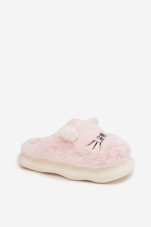 avec un manteau de fourrure Chaussons Féminin Smile couleur rose Lexira
