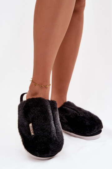 Claquettes noires pour femmes avec fourrure Belinna 2