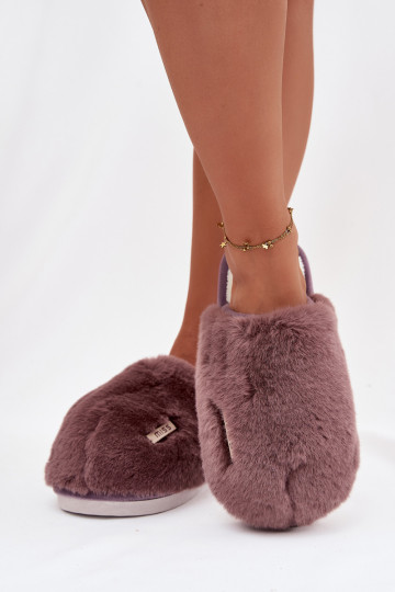 Claquettes violettes foncées pour femmes avec fourrure Belinna 2