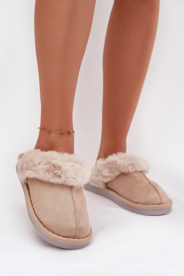 Chaussons Féminin avec un manteau de fourrure beige Carisse 2