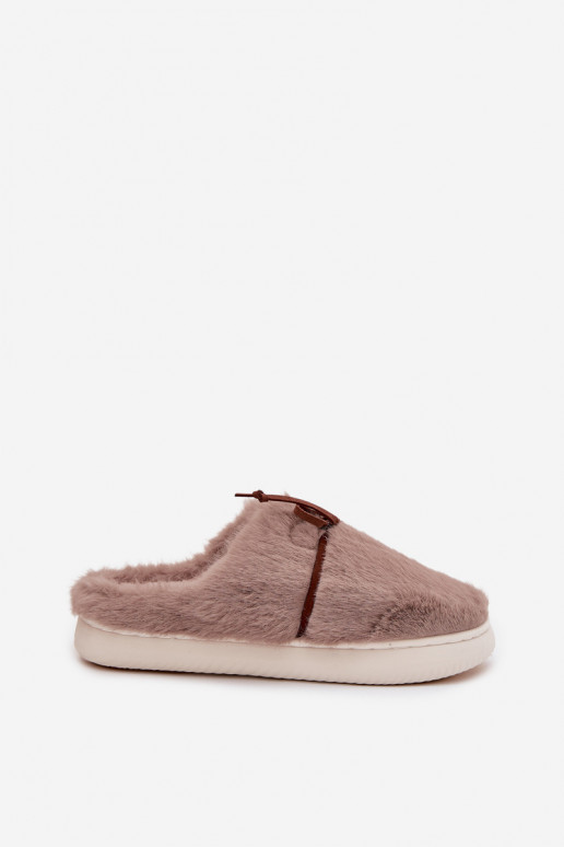 avec un manteau de fourrure Chaussons avec des rubans couleur kaki Minella