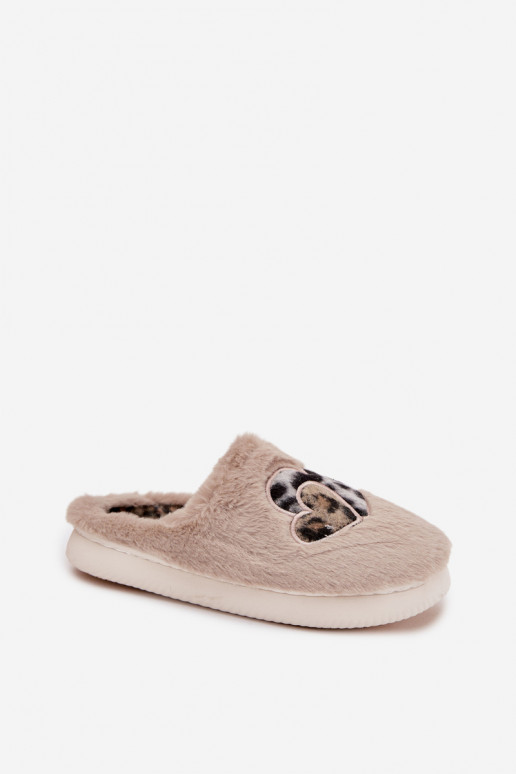 met bont Slippers Met Harten beige Amandra
