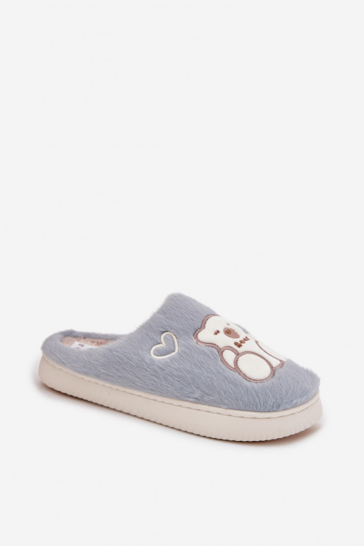 mit Pelzmantel Hausschuhe Mit Bär blaue Farbe Noralie