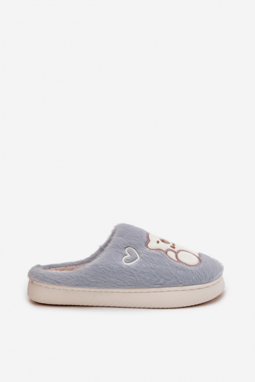 met bont Slippers Met Beer blauIn Noralie