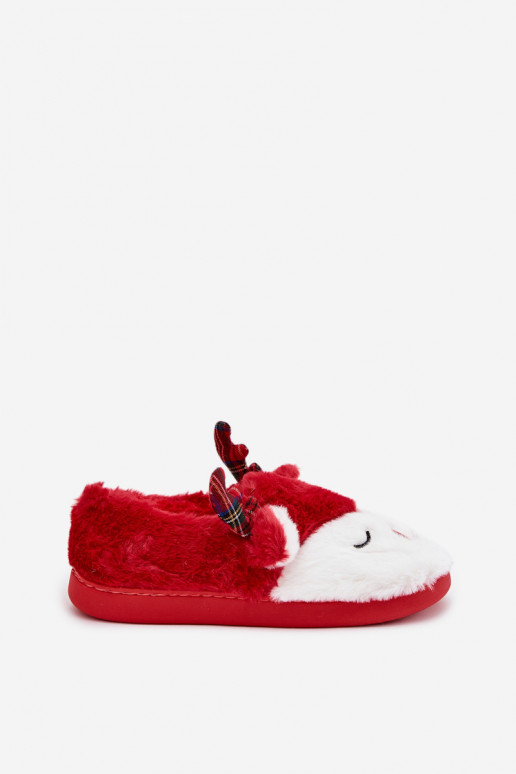 Slippers Kerstmis Dames Met Thema Rendier met bont rood Orsella