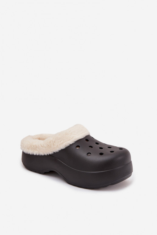 Pantoufles légères Pantoufles pour femmes réchauffer avec de la fourrure à l intérieur couleur noire Palvine