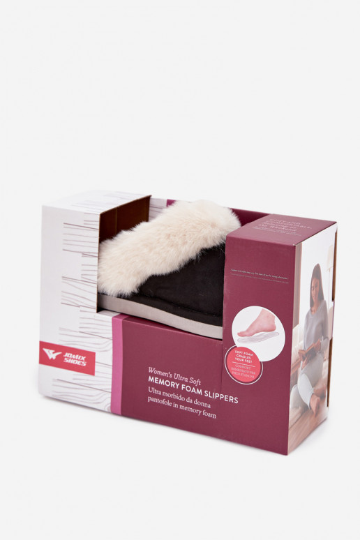 Chaussons Féminin avec un manteau de fourrure couleur noire Zanelia