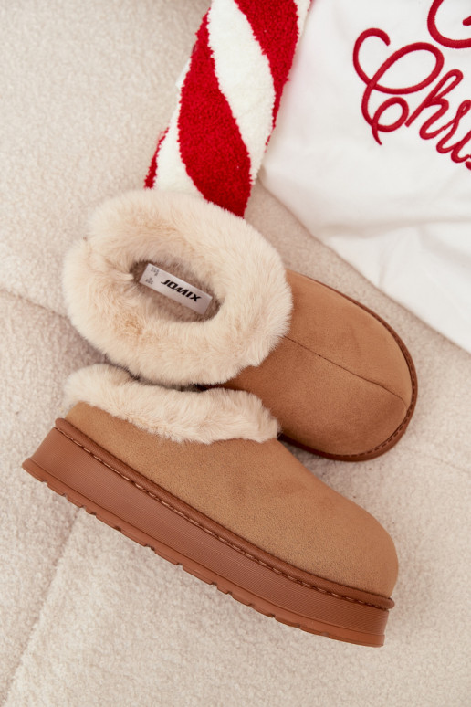 Slippers Dames met bont bruine kleur Eveline
