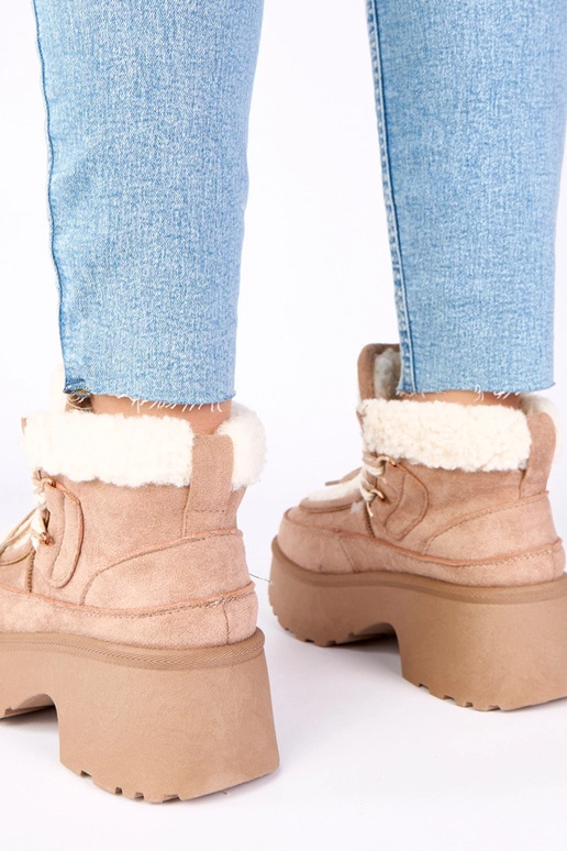 Bottes de neige beiges foncées avec...