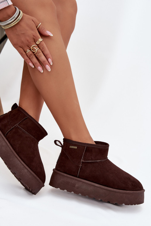 lage sneeuwlaarzen met platform Big Star OO274A101 in chocolade kleur