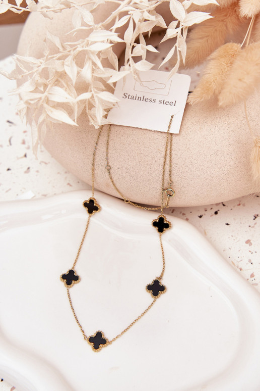 Kette aus Edelstahl Gold-schZuarze Farbe