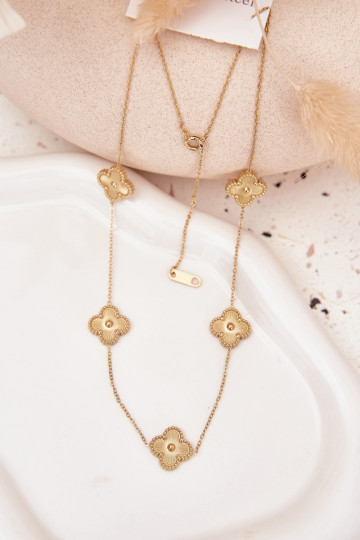 RVS gouden ketting met bloemenmotief