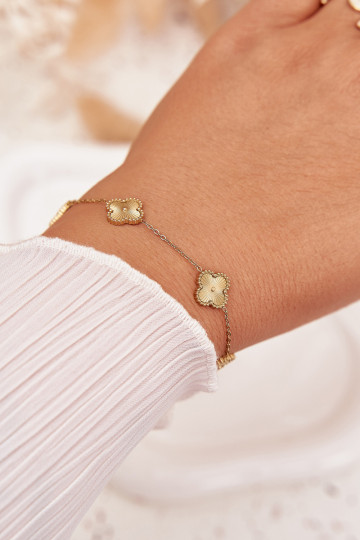 RVS gouden armband met bloemenmotief