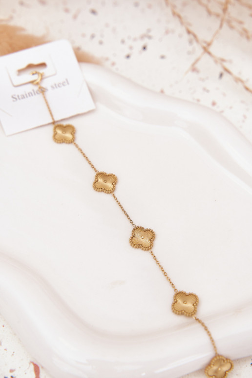 Armband uit roestvrij staalmet bloemmotievenuszkami gouden kleur