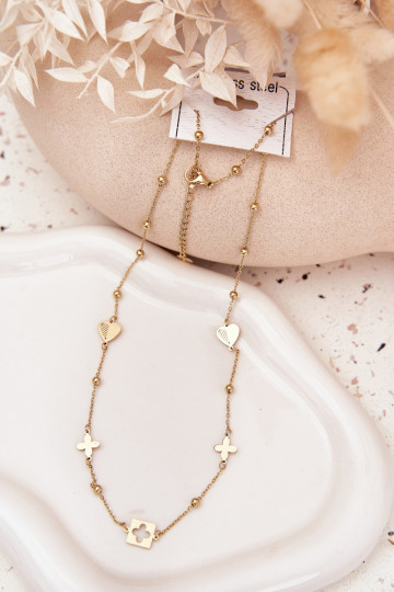 Gouden ketting met hangers van RVS