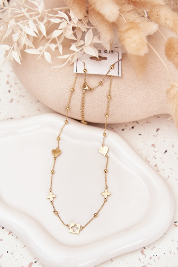 Gouden ketting met hangers van RVS 2