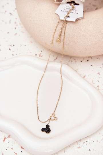 Edelstahlkette in gold mit Mickey-Maus-Anhänger 2