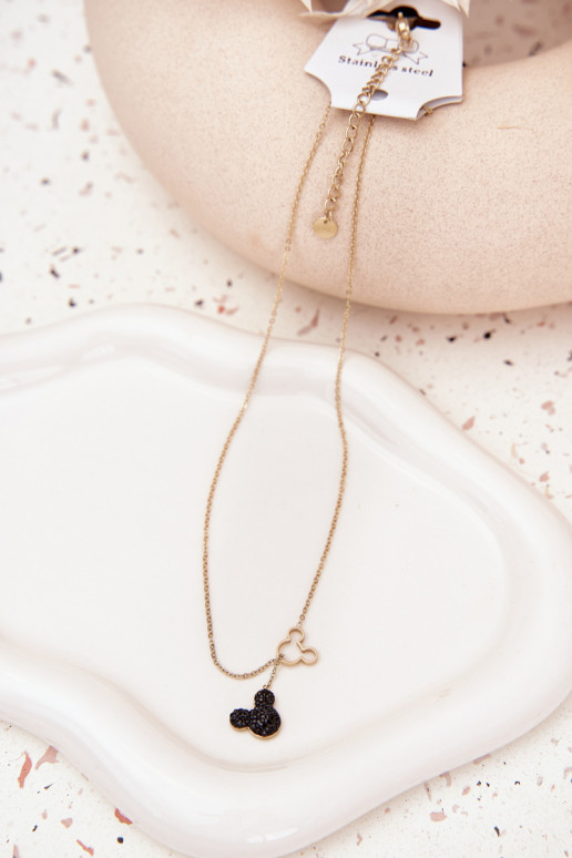 Ketting uit roestvrij staal muis Miki gouden kleur