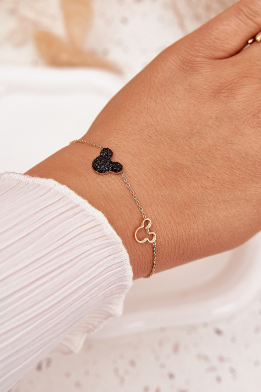 Un bracelet en acier inoxydable souris Miki couleur dorée