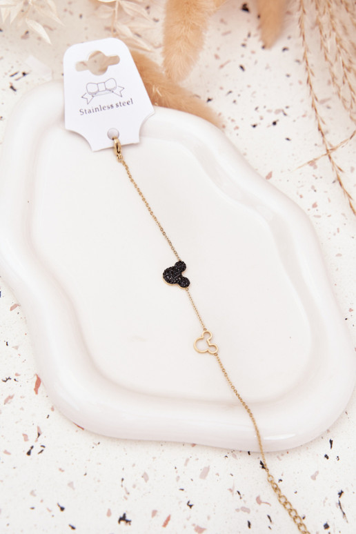 Un bracelet en acier inoxydable souris Miki couleur dorée