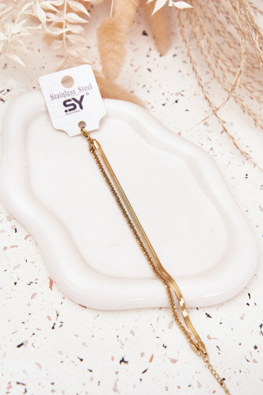 Ein Armband Doppelt aus Edelstahl goldene Farbe