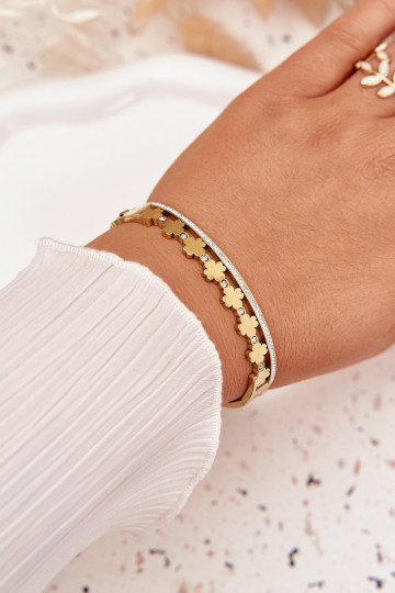 Edelstahlarmband in gold mit Zirkonia