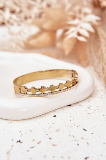 Armband uit roestvrij staal Ozdobiona Cyrkoniami gouden kleur 2