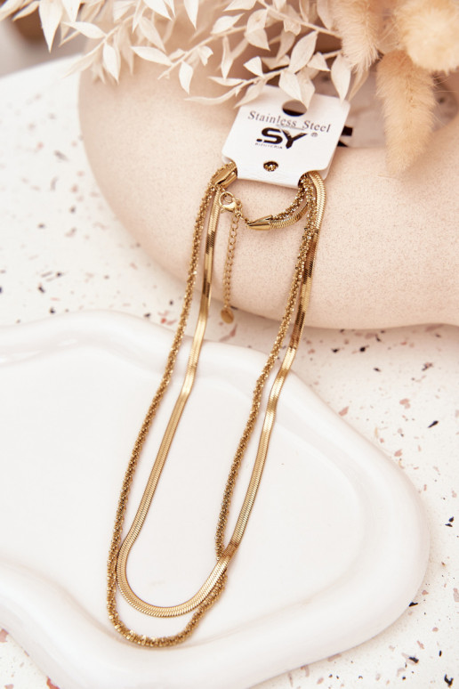 Dubbele ketting Gemaakt van chirurgisch staal gouden kleur