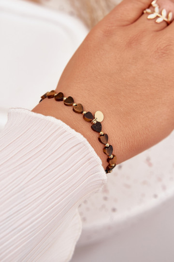 Un bracelet Cœurs Fabriqué en acier chirurgical Brun