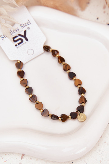 Un bracelet Cœurs Fabriqué en acier chirurgical Brun 2