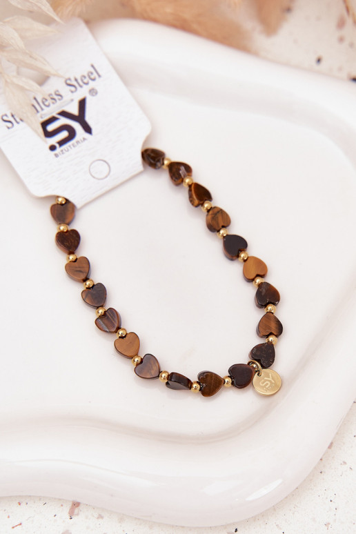 Un bracelet Cœurs Fabriqué en acier chirurgical Brun