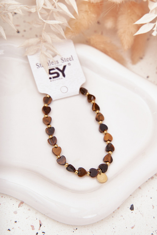 Un bracelet Cœurs Fabriqué en acier chirurgical Brun