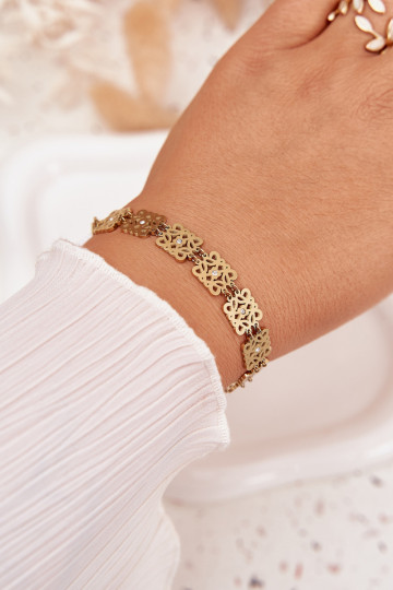 Bracelet femme ajustable avec des pierres scintillantes en acier chirurgical couleur or