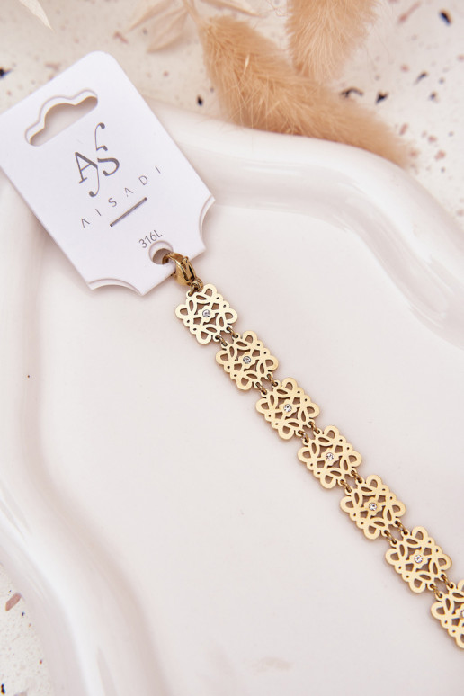 Verstelbaar Armband Dames met sprankelende gaten Stal Chirurgiczna gouden kleur