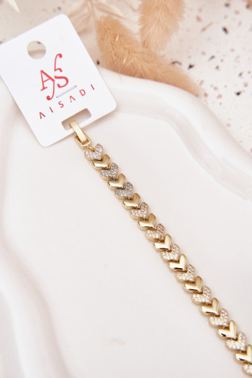 Armband Dames Harten met sprankelende gaten gouden kleur 2