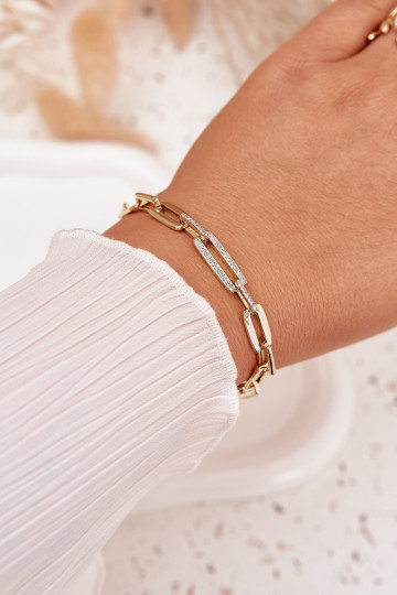 Damenarmband mit Kettchen aus chirurgischem Stahl in Goldfarbe