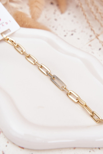 Damesarmband met schakels van chirurgisch staal in goudkleur 2