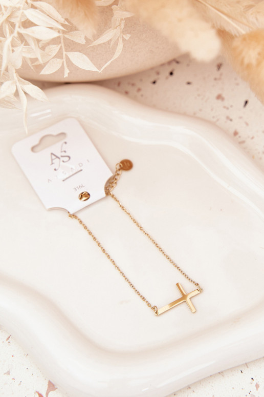 Armband Met een kruis Stal Chirurgiczna gouden kleur