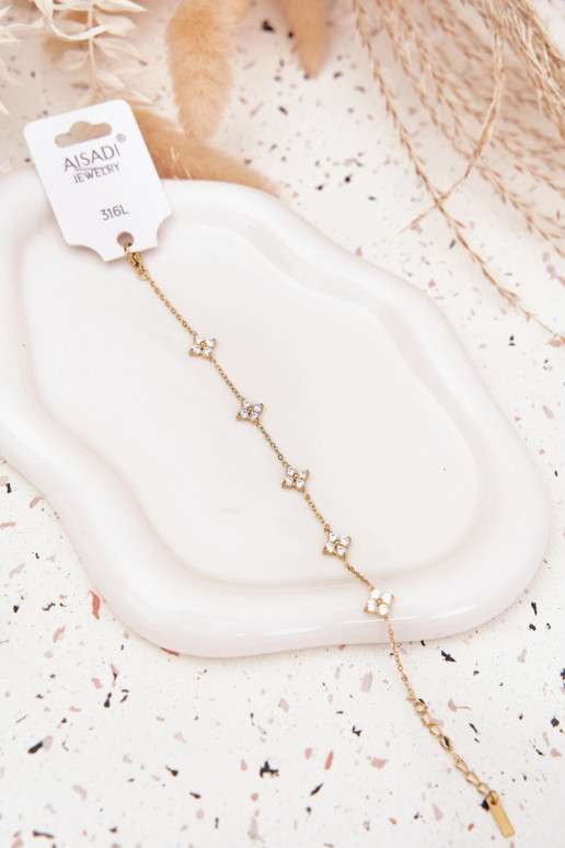 Armbandmet bloemmotievenuszkami Stal Chirurgiczna gouden kleur